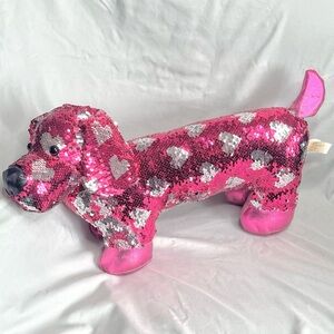 Magic Reverse Sequins Hearts Dachshund Plush Stuffed Animal